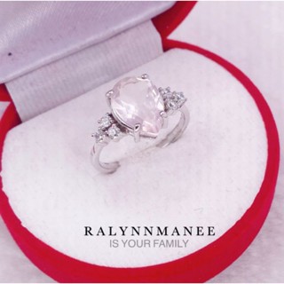 F6422 แหวนพลอยโรสควอตซ์แท้ ( Rose quartz ) เงินแท้ 925 ชุบทองคำขาว มีไซส์ 52-60 เลือกไซส์แหวนที่ตัวเลือกสินค้านะคะ