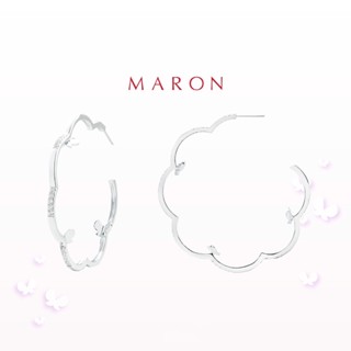 MARON [ของแท้] Happy Lining Earring เงินแท้925 ชุบ White Gold