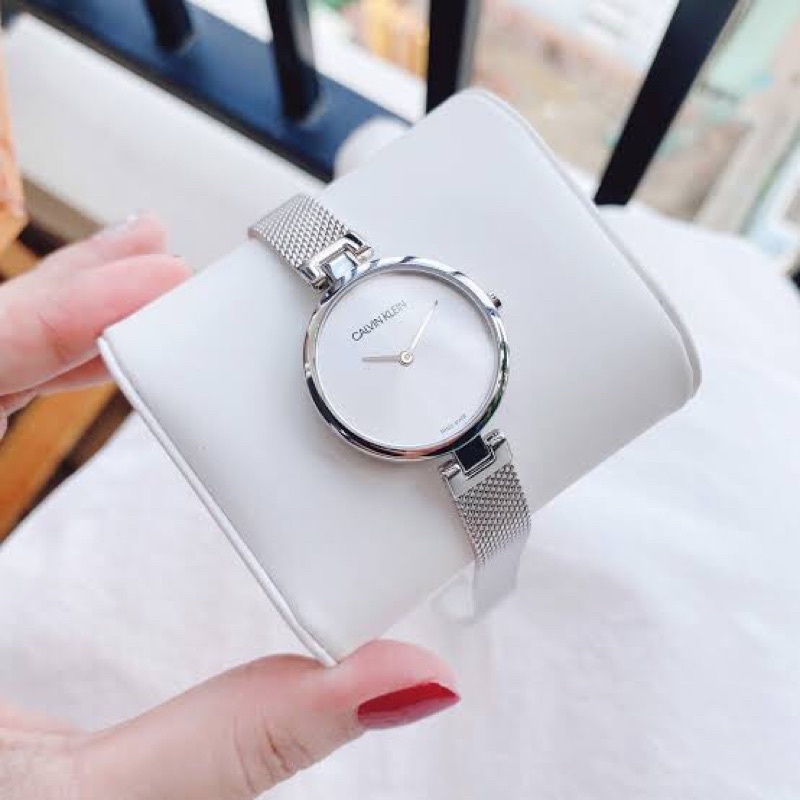 💥Sale นาฬิกา Calvin Klein ผู้หญิงรุ่น Authentic K8G23126 สีเงินหน้าปัดขาว แท้ 💯อุปกรณ์ครบ