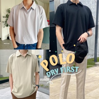 ABOUT BOY เสื้อโปโลคอปกโอเวอร์ไซส์ผู้ชาย สไตล์เกาหลี ไหล่ตก