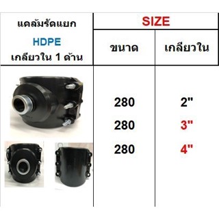 แคล้มรัดแยก HDPE เกลียวใน 1 ด้าน ขนาด 280 มิล