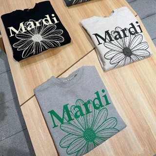 พร้อมส่ง mardi mercredi เสื้อกันหนาว คอกลม แขนยาว ลายดอกเดซี่ สีเขียว สไตล์เกาหลี ฤดูใบไม้ร่วง สําหรับผู้หญิง