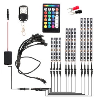 12pcs/set Motorcycle RGB Multicolor APP Remote Control Waterproof LED Strip Kit RF Remote Control Underglow 15 colors Li