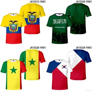 Sy3 เสื้อยืดลําลอง แขนสั้น พิมพ์ลาย World Cup Arabia Senegal Ecuador สไตล์เกาหลี พลัสไซซ์ YS3