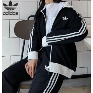 Adidas Clover ของแท้ 100% เสื้อแจ็กเก็ตลําลอง กันลม ทรงหลวม สําหรับผู้หญิง