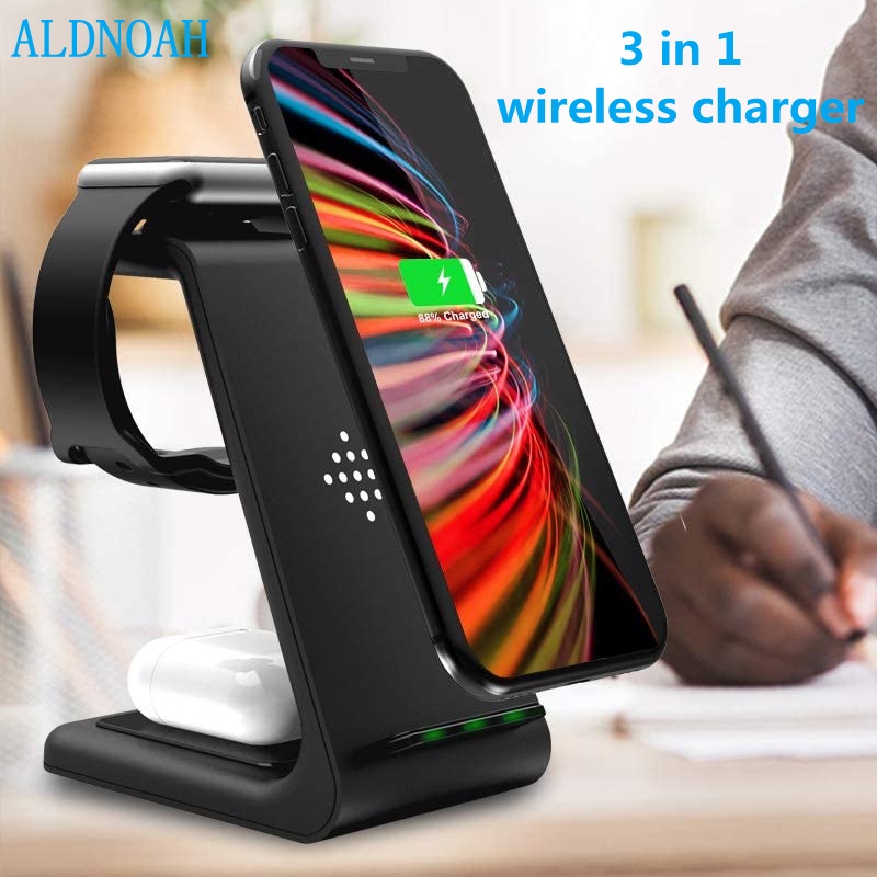 15W 3 in 1 New Wireless Charger For iPhone 12 11 Pro Max Apple Watch 6 5 4 3 Airpods Pro For Samsung S21 S20 Galaxy Buds