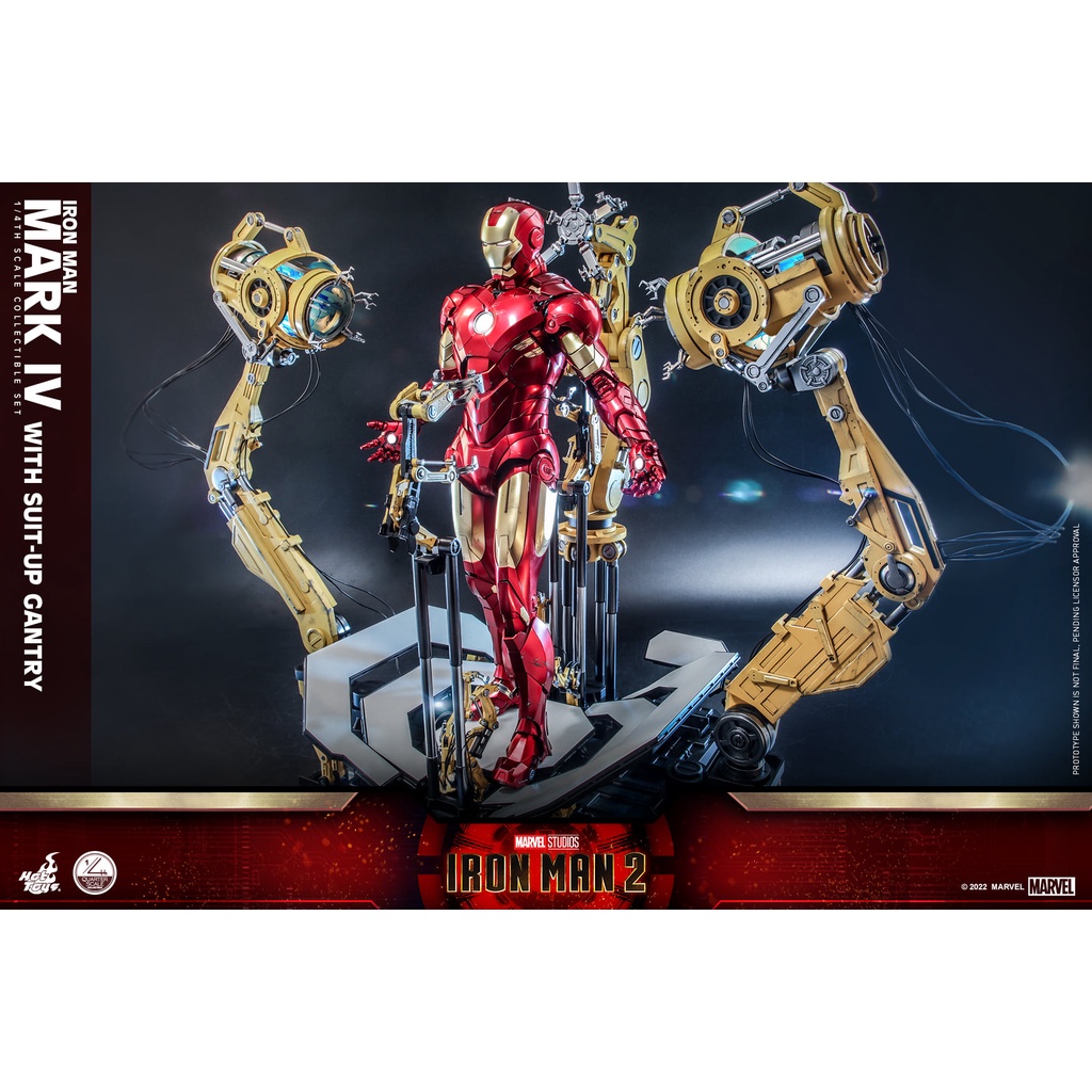พร้อมส่ง 📦 Hot Toys QS021 1/4 Iron Man 2 - Iron Man Mark IV with Suit-Up Gantry