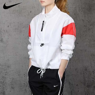 Nike เสื้อแจ็กเก็ตคาร์ดิแกนลําลอง คอปกตั้ง เข้ารูป ปักลายโลโก้ NIKE ของแท้ เรียบง่าย สําหรับผู้ชาย และผู้หญิง