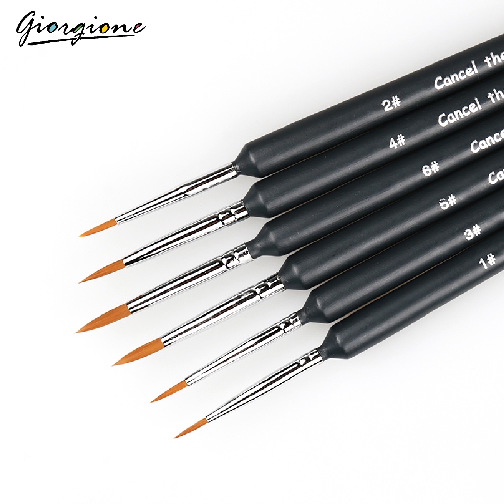 พู่กัน พู่กันเพ้นท์เล็บ พู่กันทำเล็บ พู่กันระบายสี Giorgione 6 ด้าม รุ่น G-807