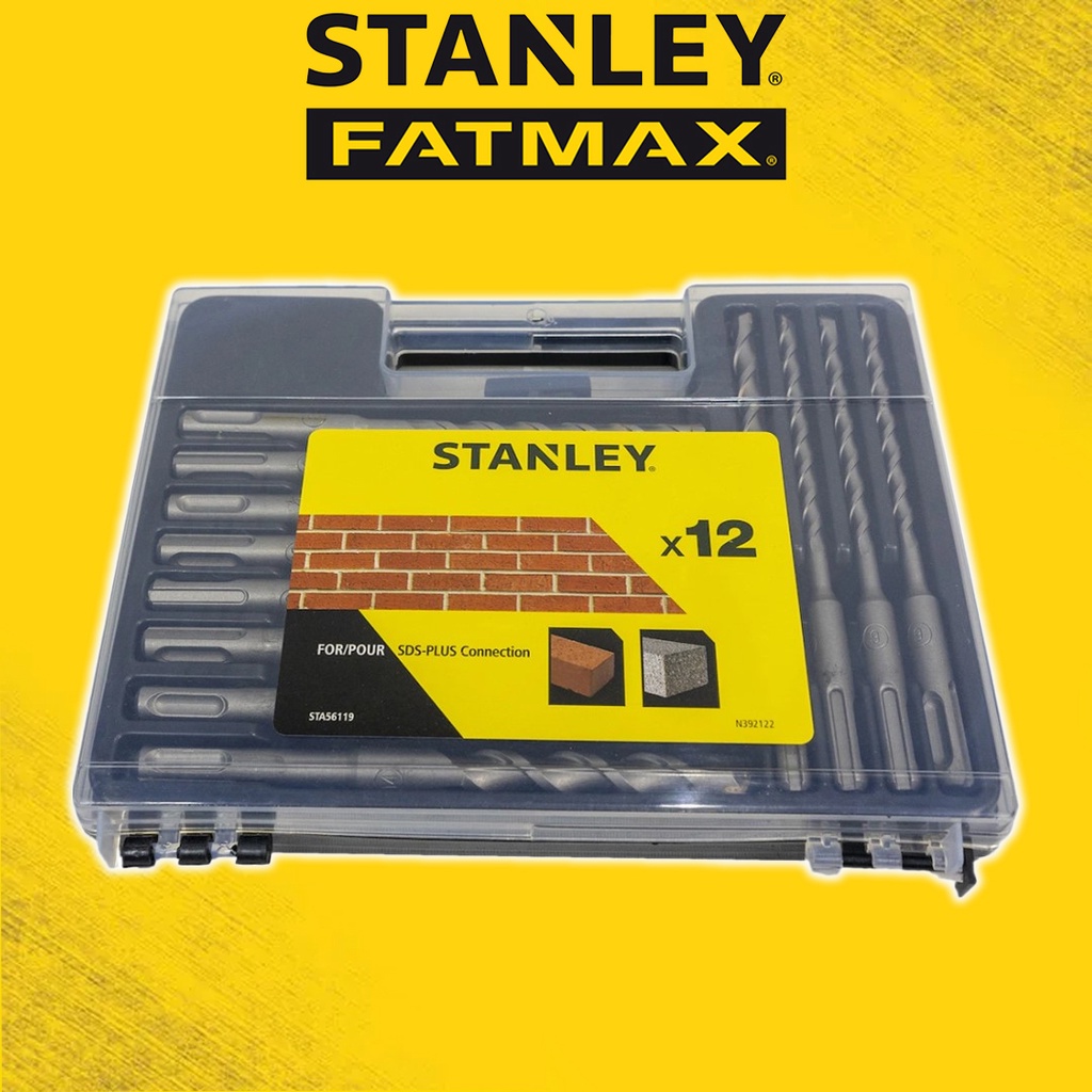 STANLEYชุดดอกโรตารี่,ดอกเจาะปูน,ดอกSDS-PLUS 12 ชิ้น รุ่น STA56119-QZ STANLEY