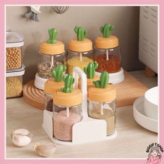 พร้อมส่ง กระปุกใส่เครื่องปรุง ขวดใส่ขวดปรุงพร้อมช้อนตัก พวงเครื่องปรุง โหลใส่เครื่องปรุง