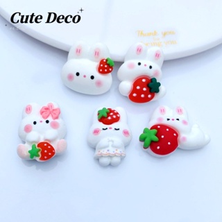 【Cute Deco】โบว์กระต่ายน่ารัก (6 แบบ) หัวสตรอเบอร์รี่ กระต่ายน่ารัก DIY สําหรับตกแต่งรองเท้า Crocs