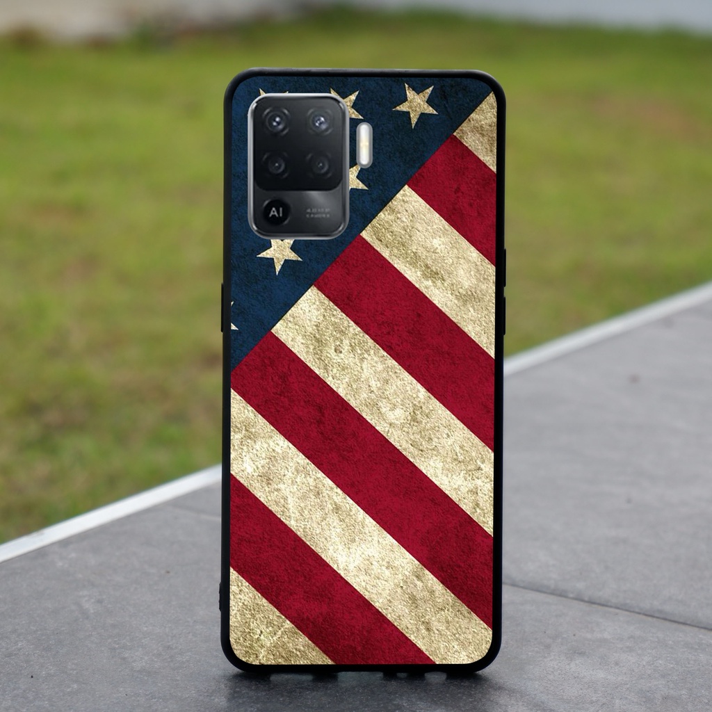 เคส Oppo A94 / Reno 5F ลายธงอเมริกาไม่กัดขอบเคสมือถือเคสสกรีน uv Case เคสโทรศัพท์