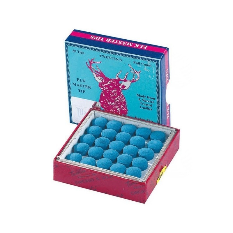 Tweeten Fibre หัวคิวพูล หัวกวาง ขนาด 14 มม. กล่อง 50 ชิ้น Elk Master Pool Cue Tip 14mm Box 50pcs.