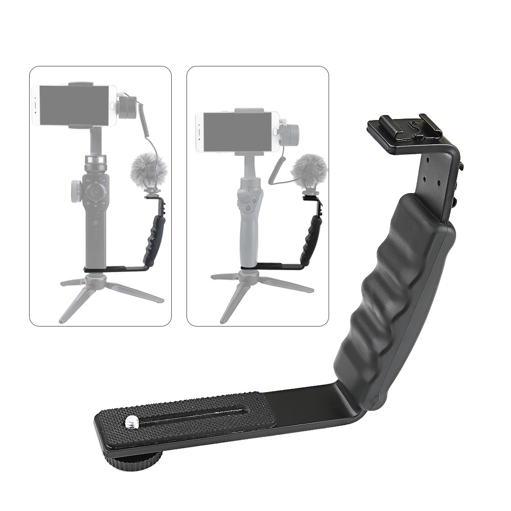 UURIG Handle Grip Mount L ประเภทวงเล็บ W/รองเท้าเย็น 1/4 อะแดปเตอร์ Mic สําหรับ Zhiyun Smooth Q2 4 D