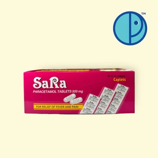 ยกกล่อง!! SARA Paracetamol 500MG. ซาร่า พาราเซตามอล เม็ดรี 500 มก. (1 กล่อง = 20 แผง)