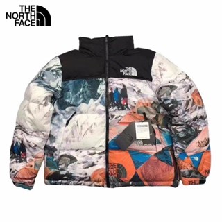 เสื้อแจ็กเก็ต ผ้าฝ้าย แบบหนา ปักลายโลโก้ The North Face ให้ความอบอุ่น แบบดั้งเดิม สําหรับผู้ชาย และผู้หญิง