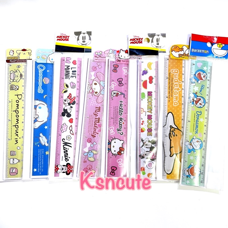 ไม้บรรทัดสั้น 15cm ลายลิขสิทธิ์ sanrio disney (6นิ้ว) 42ลาย