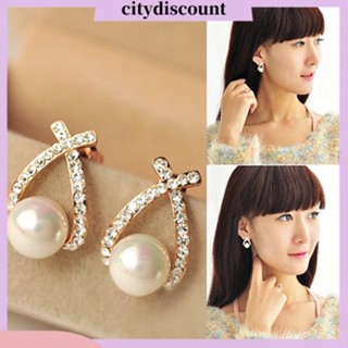 &lt;citydiscount&gt;  City_ต่างหู ไม้กางเขน ทรงสตั๊ด ของขวัญ เครื่องประดับสำหรับสตรี