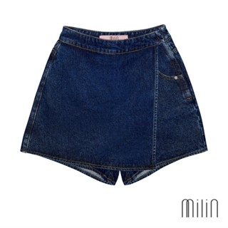 [MILIN] Sass Skort Micro denim mini Skort กางเกงกระโปรงยีนส์ขาสั้น Blue Denim