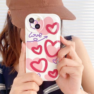 [เบาะลม] เคสนิ่ม ลายหัวใจ สีแดงกุหลาบน่ารัก สําหรับ OPPO A57 A5 A9 A53 A33 A31 A7 A5S A12 A11K F9 Pro A15S A35 A32 A33 F11 A3S VIVO V23 S1 Y11 Y12i Y15 Y17 Y50 Y30i Y20S Y20i Y12S Y19