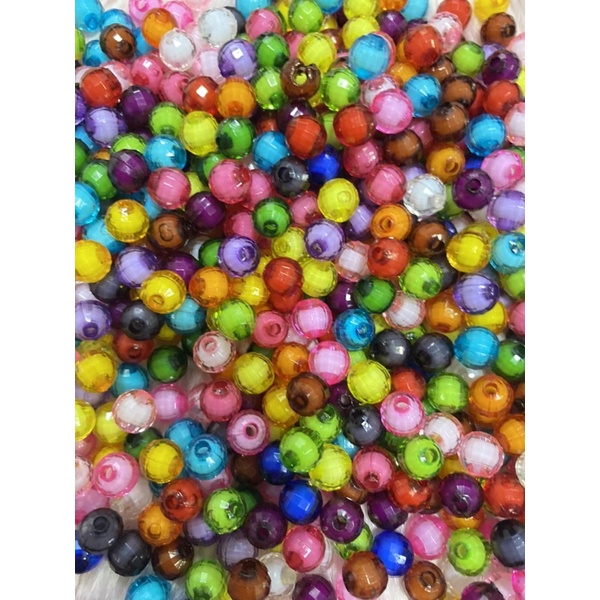 ลูกปัดคริสตัล ทรงกลม ขนาด 8 มิล ถุง 100 ชิ้น และ 200 ชิ้น คละสี 💥สินค้าพร้อมส่ง💥