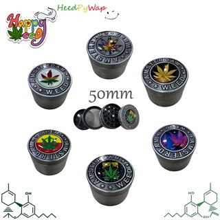 ที่บด ขนาด 50 มม 4 ชั้น Amsterdam-Leaf Metal Grinder เครื่องบดสมุนไพร ที่บดพกพา Herb Grinder เครื่องบด 4 Layers ส่งไว