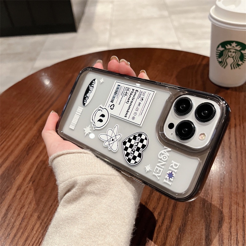 🔥ส่งจากไท🔥เคสไอโฟน 14 pro max 11 ins love lattice smiley แนวโน้ม โปร่งใส เคส for iphone 13 12 11 pro