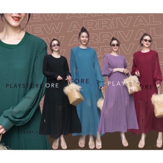 พร้อมส่ง🥦MiRRoRSiSTER’s Furanta Long Sleeve Pleated Maxidress••