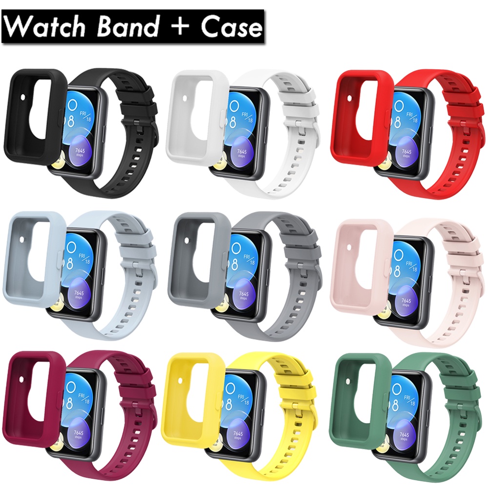 สายนาฬิกาข้อมือซิลิโคน พร้อมเคส สําหรับ Huawei Watch Fit 2 Fit2 Smartwatch Strap Bracelet Sport Watchband