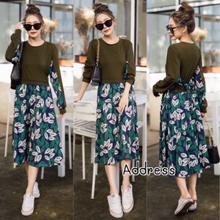 🌈🌿🌼🌸🌺🤎💚🇰🇷 Cotton Patch Leaf Skirt Long Sleeve Dres