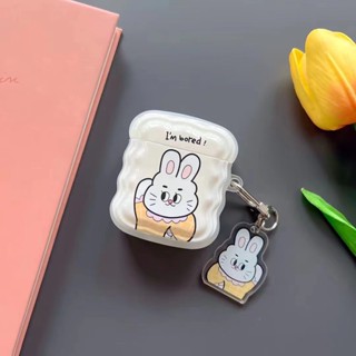 เคสหูฟัง tpu แบบนิ่ม ลายกระต่ายซน สีขาว สําหรับ airpods 1 2 pro 3