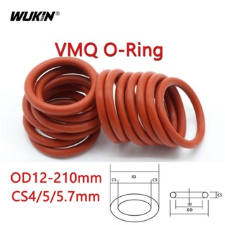 ปะเก็นแหวนโอริงซิลิโคน เกรดอาหาร ทนความร้อน กันน้ํา สีแดง OD12-210 มม. CS4 5 5.7 มม.