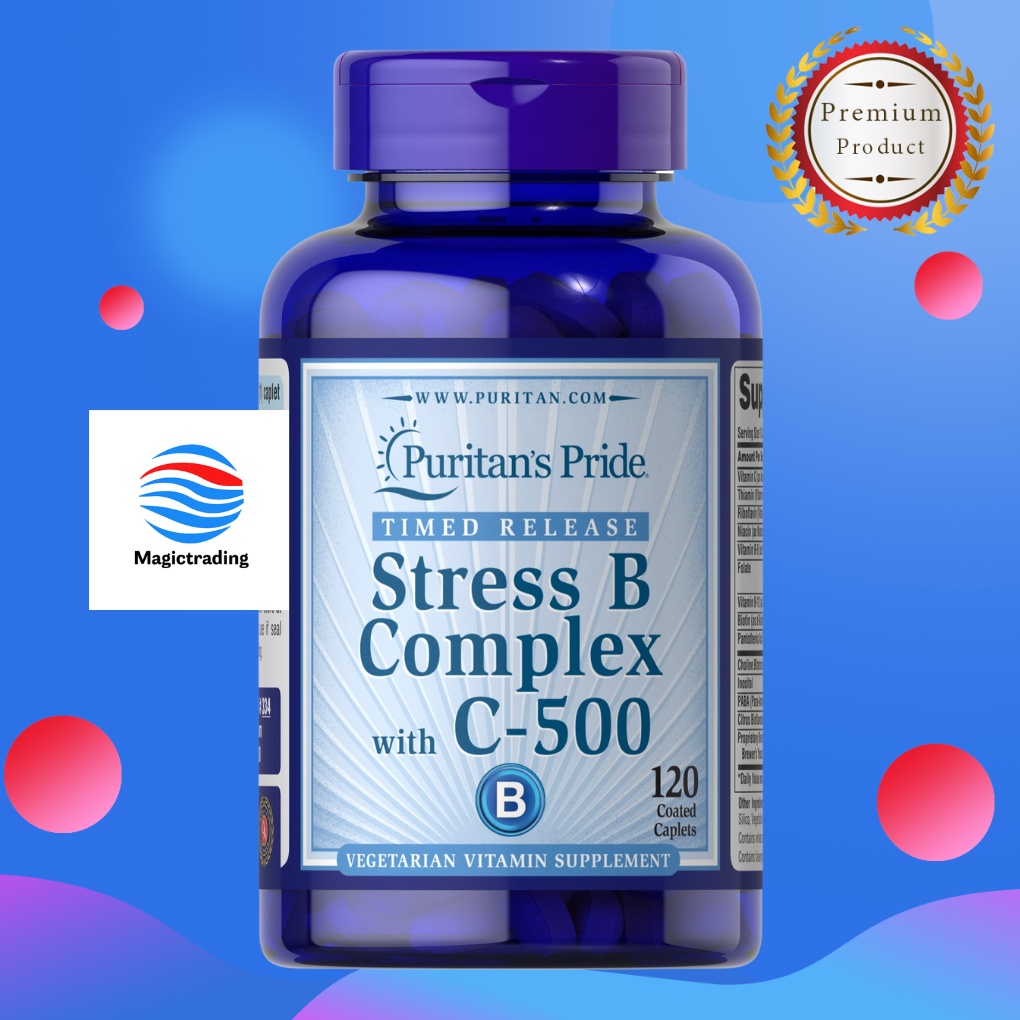 Puritan's Pride Stress Vitamin B-Complex with Vitamin C-500 Timed Release / 120 Caplets