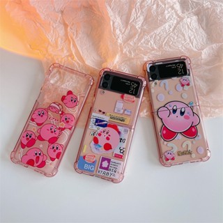 เคสโทรศัพท์มือถือแบบนิ่ม TPU ใส กันกระแทก ลายการ์ตูน Kirby สําหรับ Samsung Galaxy Z Flip 3 Galaxy Z Flip 4 5g