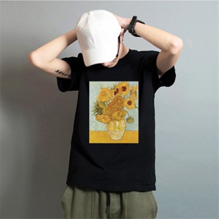 เสื้อยืดผ้าฝ้ายพิมพ์ลายแฟชั่น เสื้อยืด พิมพ์ลาย Van Gogh Still Life Fifn Suower s AOmnme15LGnjbh57 สไตล์คลาสสิก ไม่ซ้ําใ