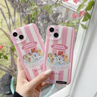 เคสโทรศัพท์มือถือ ซิลิโคน ลายลูกสุนัข สีชมพู เคสซิลิโคน Case สําหรับ Iphone X Xs Max Xr 11 เคสไอโฟน 12 Pro Max 14 Plus 13 14 Pro Max 7 8 Plus เคสไอโฟน 13 Pro Max