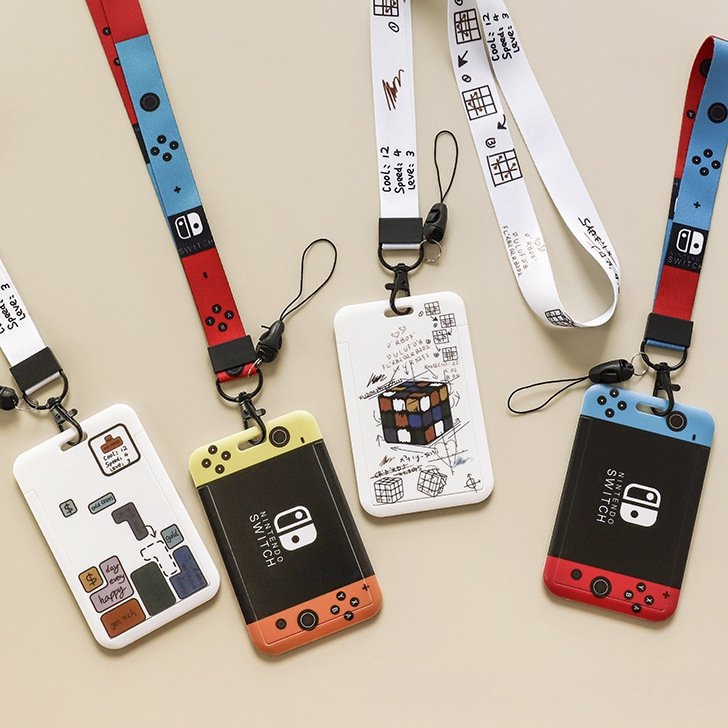 ใหม่ Nintendo Switch PSP Card Holder Lanyard สายคล้องคอน่ารักผู้หญิงผู้ชาย ID Credit Bank ธุรกิจผู้ถ
