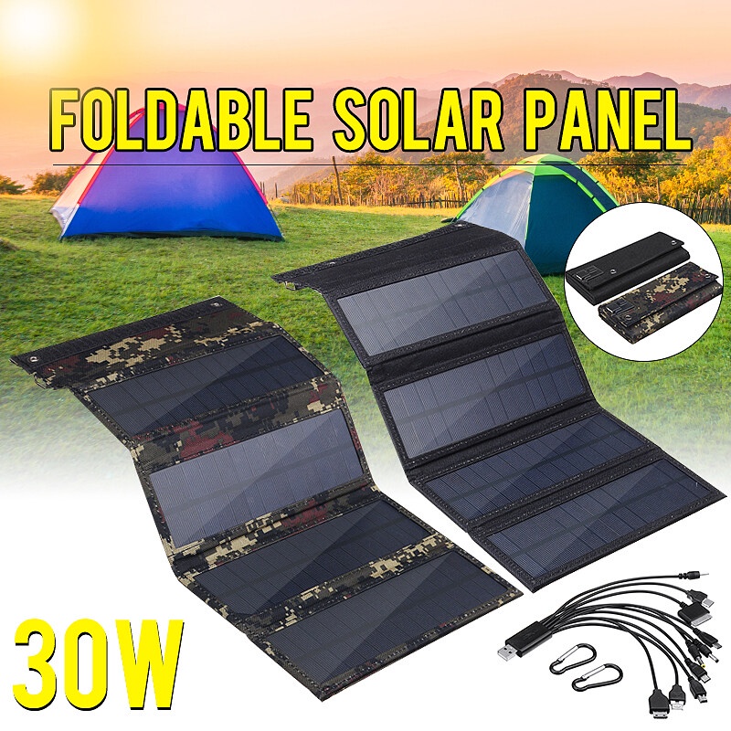 20W แบบพกพาพับแผงเซลล์แสงอาทิตย์กันน้ำชาร์จแบตเตอรี่โทรศัพท์มือถือ Portable solar panel foldable USB charger DC port Pol