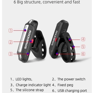 [Fulfilled by Shopee]ROCKBROS สีสันสดใส LED จักรยานไฟท้าย USB ชาร์จกันน้ำ