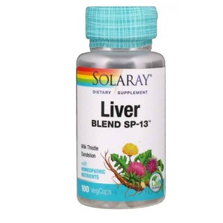 บำรุงตับด้วยสมุนไพร 6ชนิด Solaray, Liver Blend SP-13, 100 VegCaps