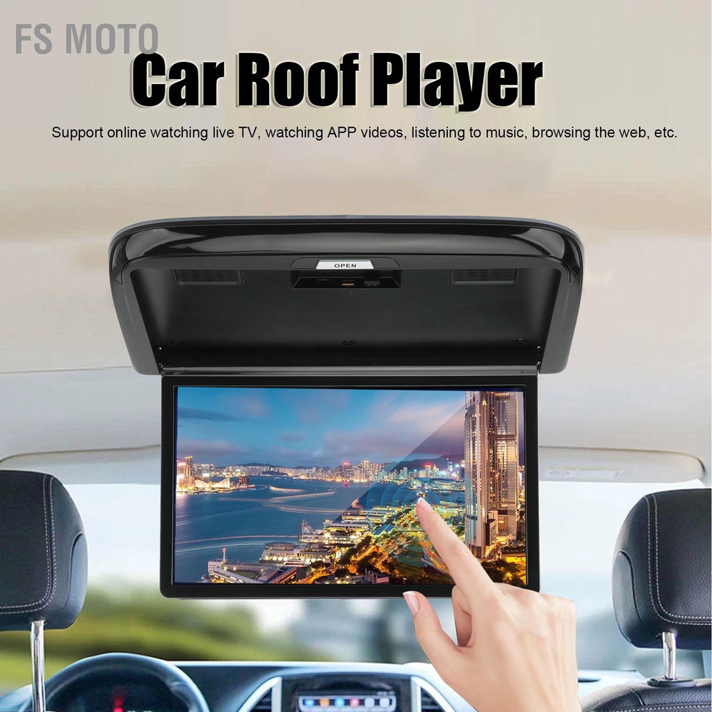 FS Moto 16in Car Roof Player Touch Screen 7 Color Ambient Light for Android 10.0 Mount Monitor