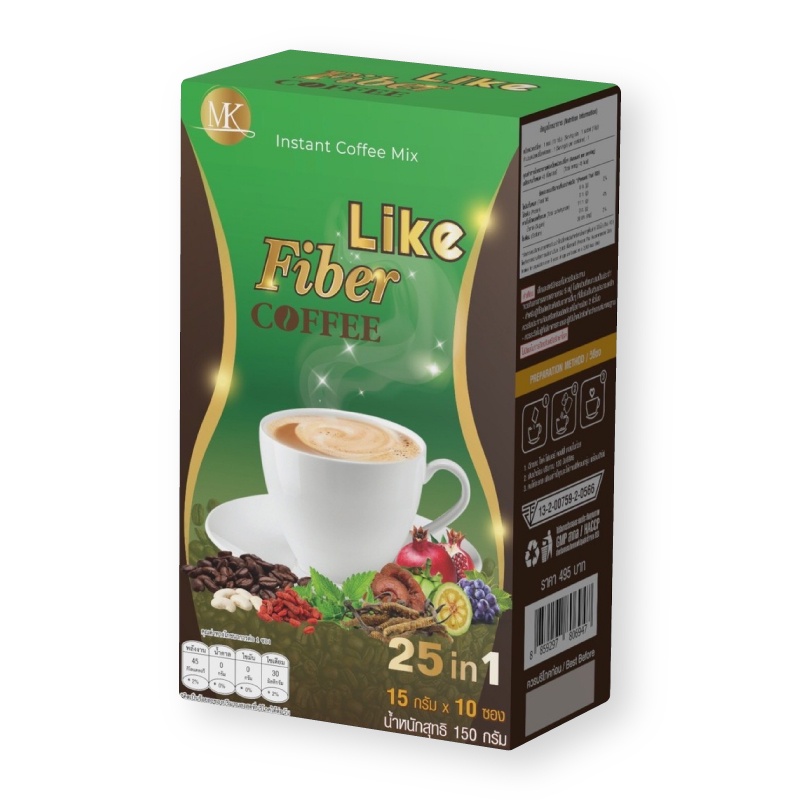 Like Fiber Coffee กาแฟ ไลค์ ไฟเบอร์ คอฟฟี่  [15 g×10ซอง]