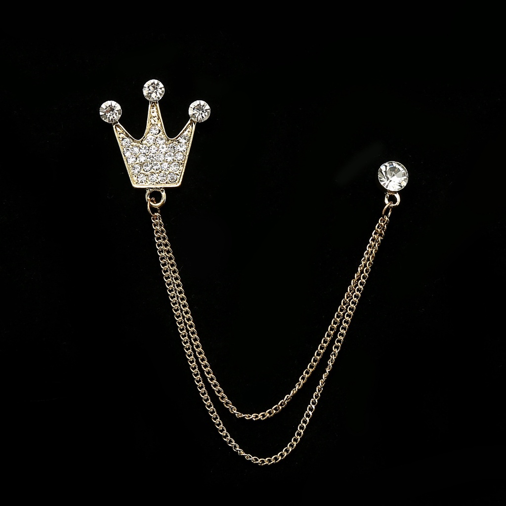 ชุดเข็มกลัดผู้ชายเวอร์ชั่นเกาหลีเข็มกลัดมงกุฎเวอร์ชั่นเกาหลีโซ่ปกขาสูทห้าดาวเข็มกลัดอุปกรณ์เสริมที่เรียบง่าย