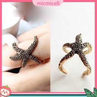 (micmicell) แหวนเปิด รูปปลาดาว สีบรอนซ์ สไตล์พังก์ วินเทจ สําหรับผู้หญิง