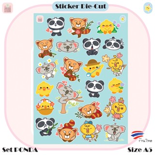 สติ๊กเกอร์ไดคัท Sticker Die-cut ลายการ์ตูนน่ารัก ชุด PONDA สติกเกอร์ตกแต่งกันน้ำ DIY Size A5