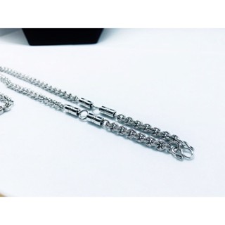 สร้อยคอสแลสแท้ ลายห่วงคู่ ห้อยพระได้ 3 องค์ ความยาว24 นิ้ว