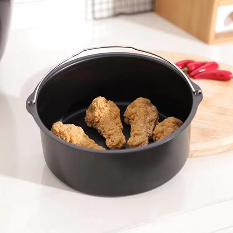 หม้อทอด เคลือบเทฟล่อน หม้อกลม ทอด อาหาร 7 นิ้ว Non-Stick Air Fryer Accessories หม้อทอดไร้น้ำมัน S.H.PLUS thumbnail 8