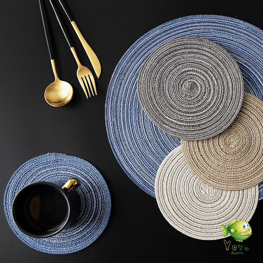 YOYO แผ่นรองจาน  ทรงกลม ทนความร้อน ที่รองจานสไตล์ญี่ปุ่น กันลื่น ทำความสะอาดง่าย Round placemat