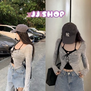 JJ shop 💜พร้อมส่ง เสื้อคลุมสีพื้น+เสื้อคล้องคอไหมพรม เก๋ๆสาวๆพลาดไม่ได้เทรนกำลังมา "60118"